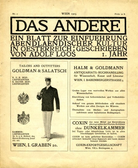 Loos, Adolf, Das Andere, Nr 1, Wien 1903, Titelblatt